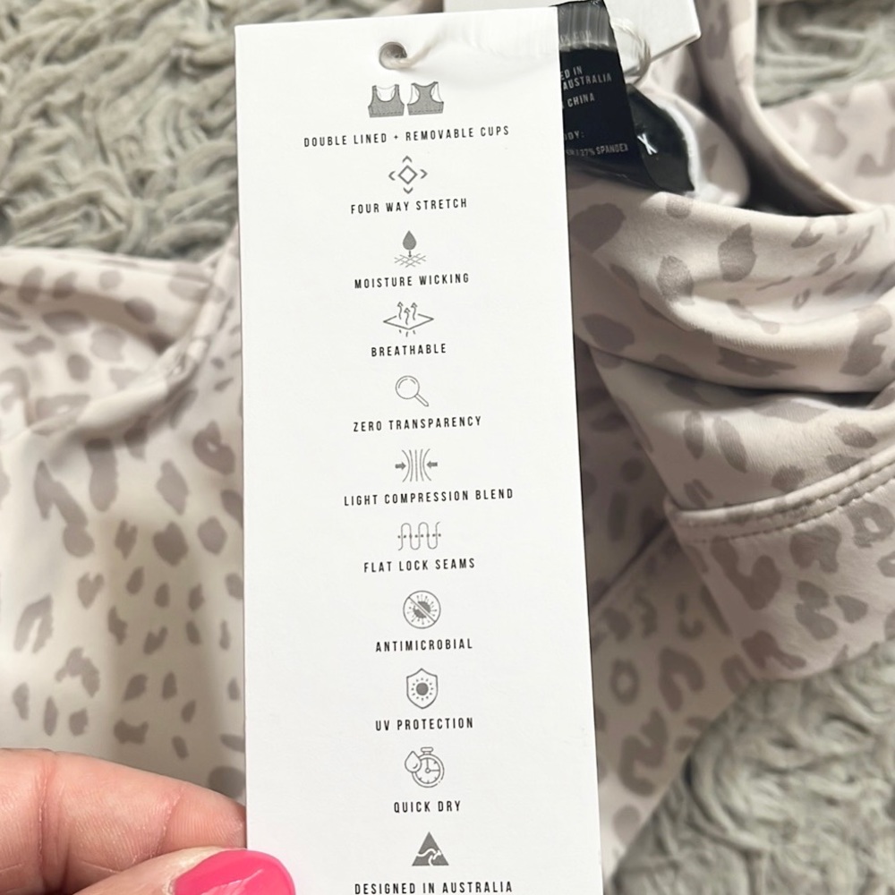 Anthropologie Allfenix Sports Bra Cheetah Dark Stone Sand M Medium New - Picture 6 of 6